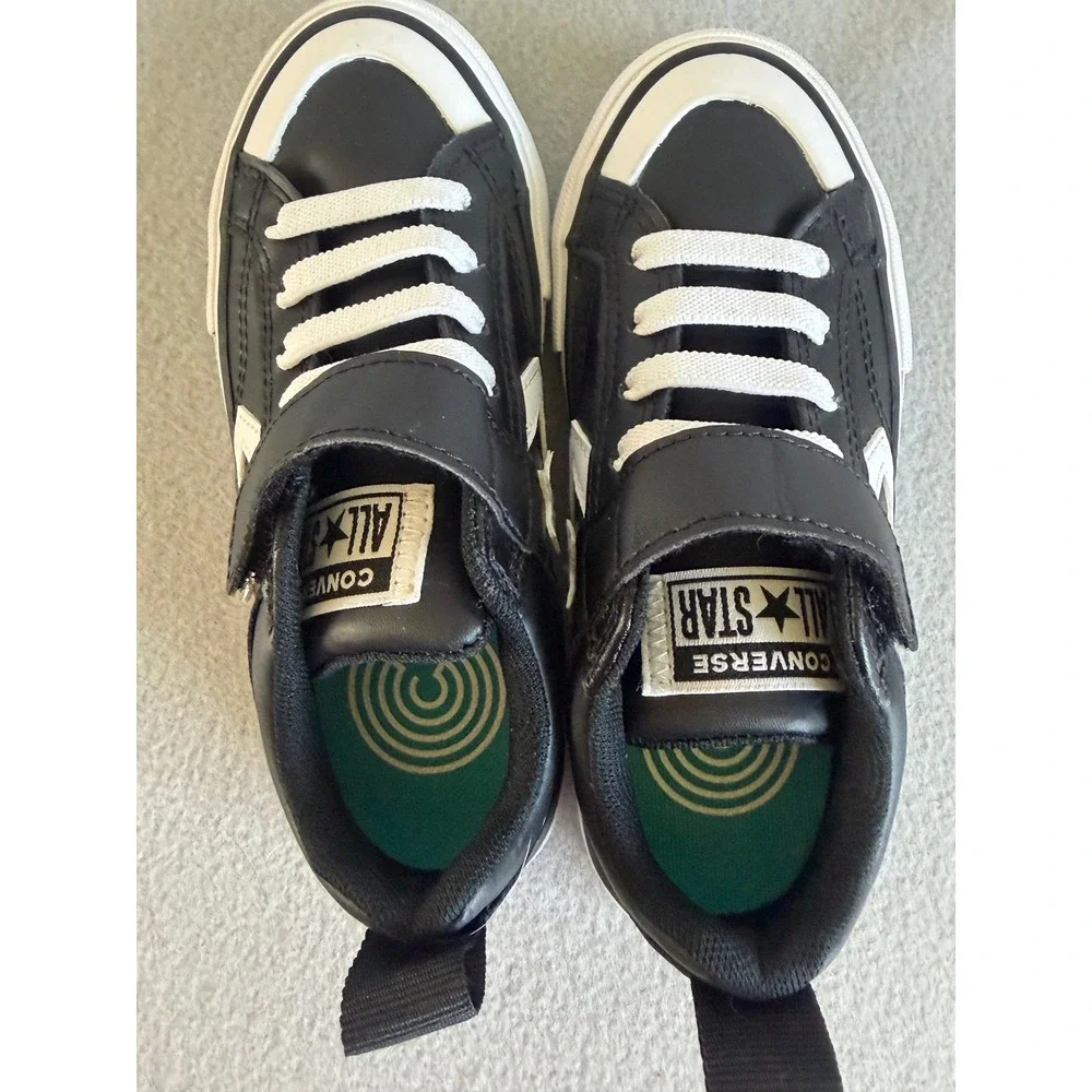 Converse Star Player 76 Kids Sneakers Black White Leather A08477C Size 11 Youth